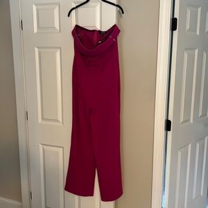 Strapless Hot pink wide leg jumpsuit L